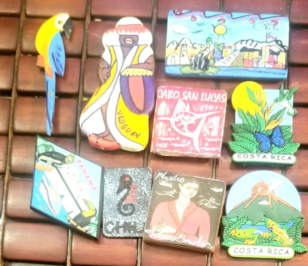 9 Vintage Refrigerator Souvenir Travel Magnets Mexico Central & South America